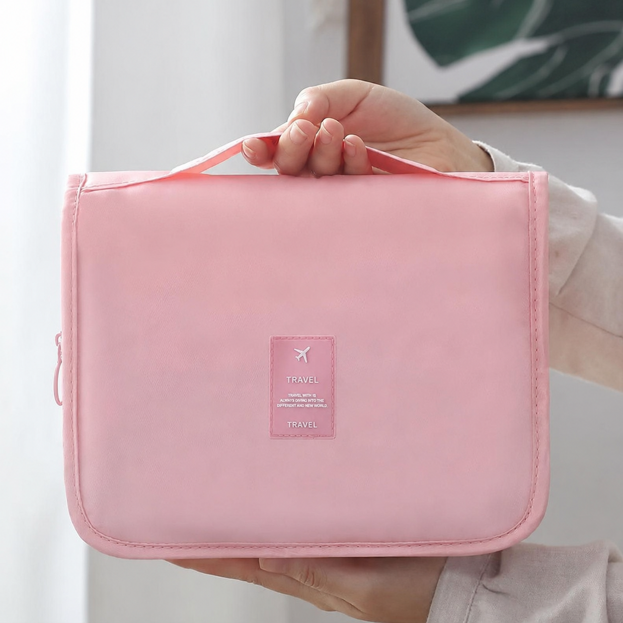 ByMinoo Hangende Toilettas - Ruime Make-up & Reistas met Haak - Roze