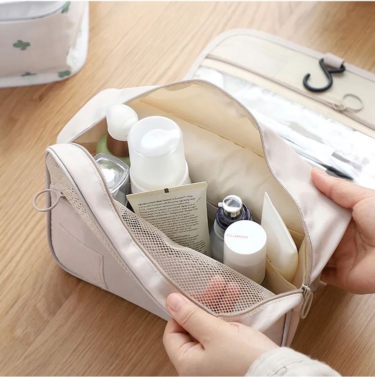 ByMinoo Hangende Toilettas - Ruime Make-up & Reistas met Haak - Beige