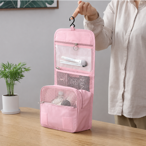 ByMinoo Hangende Toilettas - Ruime Make-up & Reistas met Haak - Roze