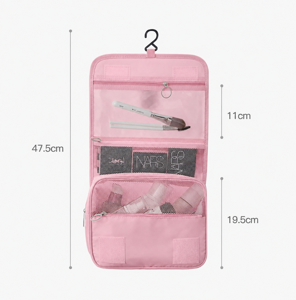ByMinoo Hangende Toilettas - Ruime Make-up & Reistas met Haak - Roze