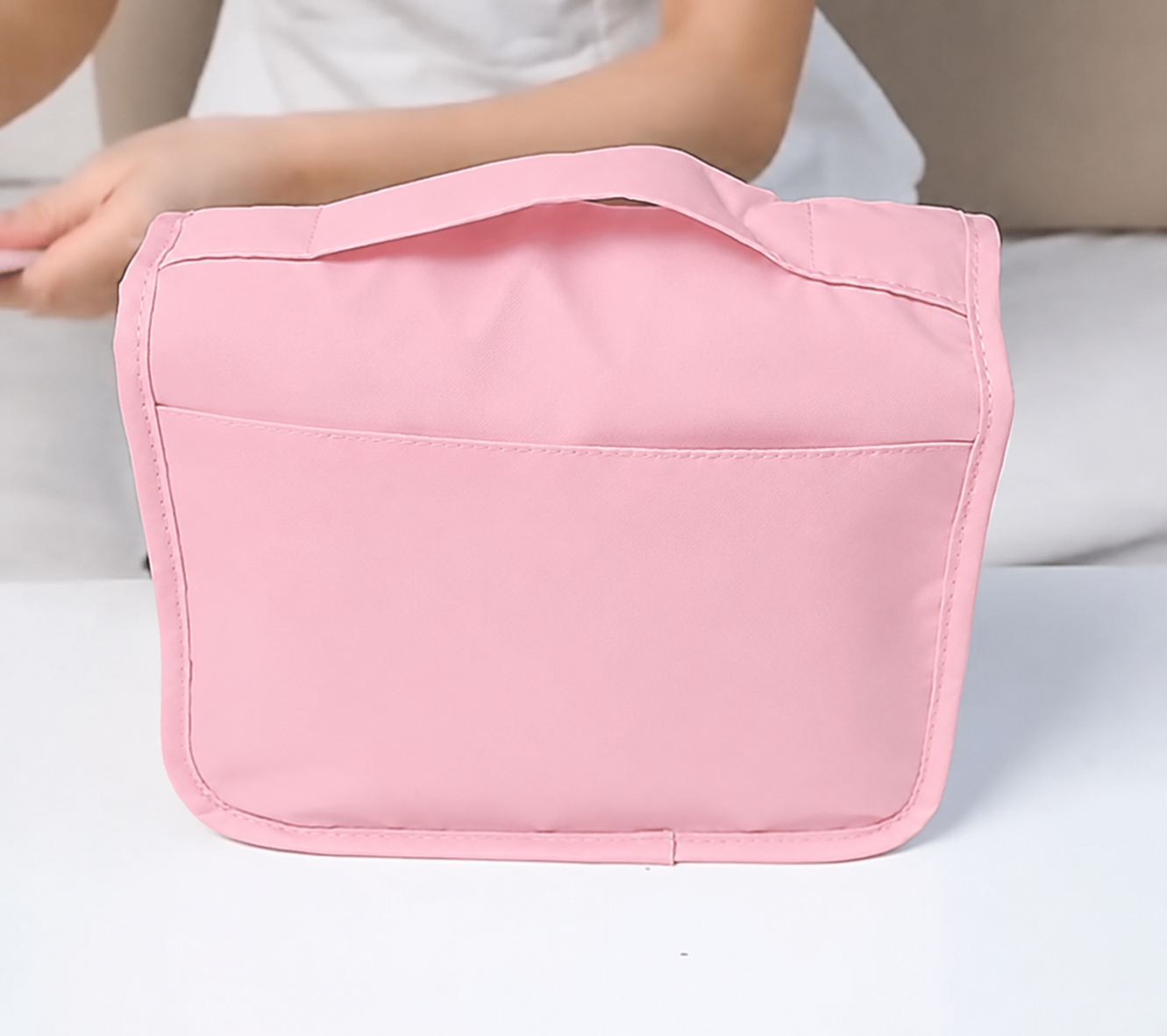 ByMinoo Hangende Toilettas - Ruime Make-up & Reistas met Haak - Roze